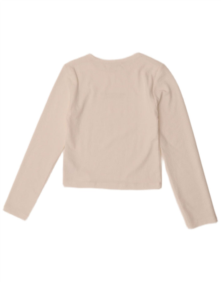 Zara Girls Graphic Top manga comprida 13-14 anos poliéster branco
