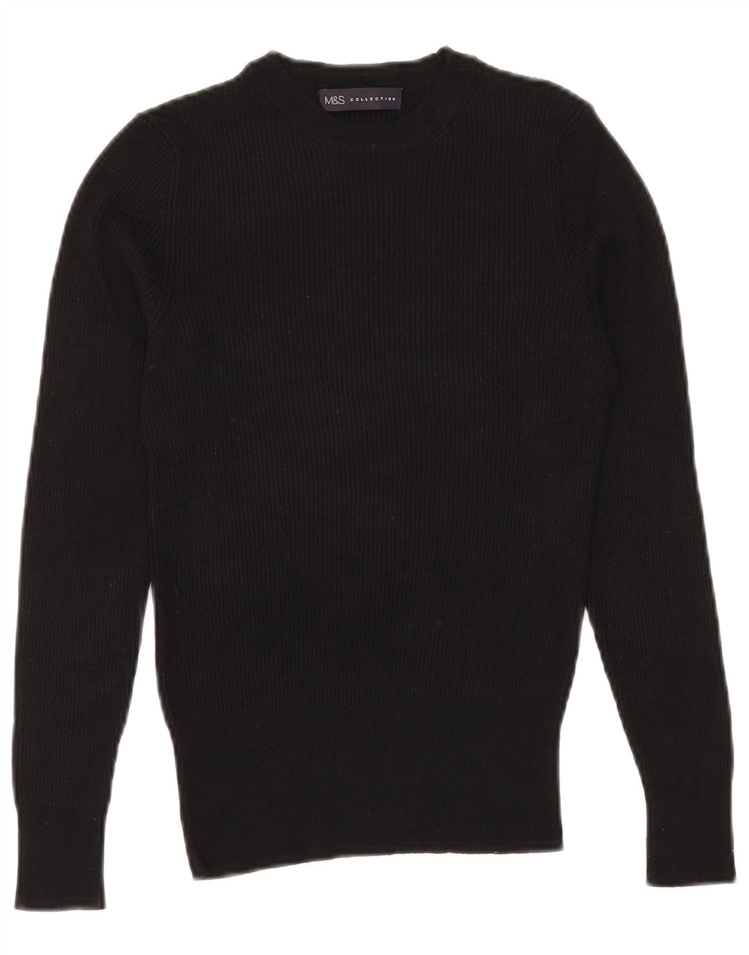 Suéter feminino Marks & Spencer com gola redonda Reino Unido 10 pequeno preto