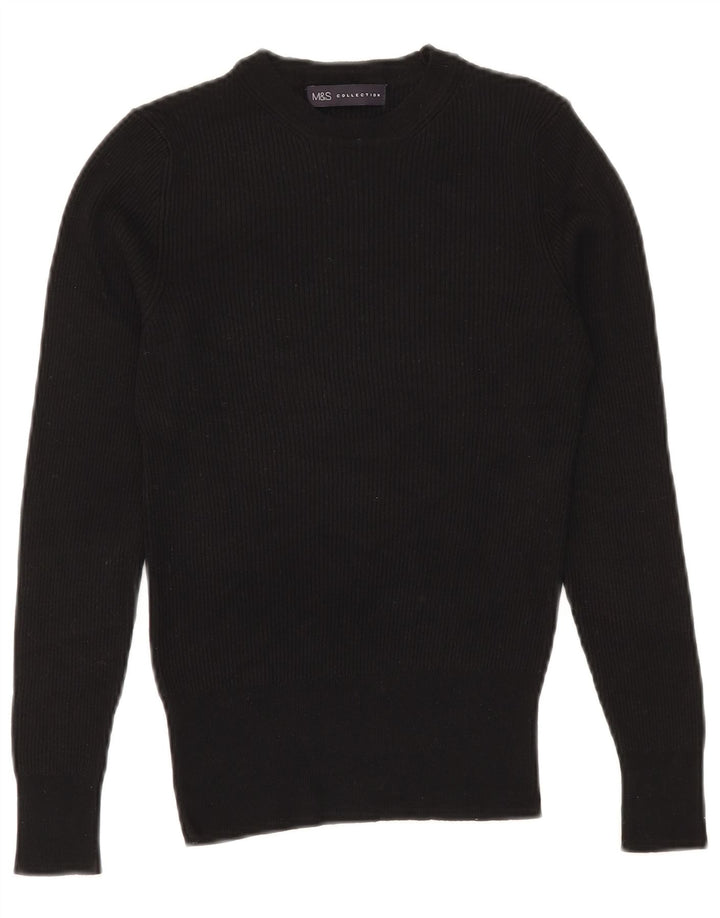 Suéter feminino Marks & Spencer com gola redonda Reino Unido 10 pequeno preto