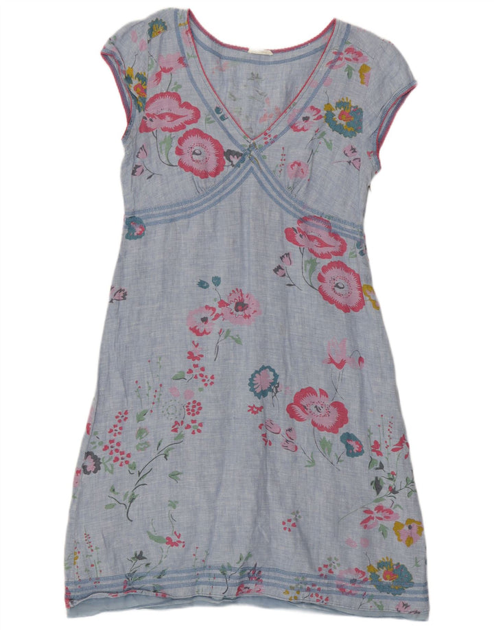 Vestido feminino linha A White Stuff UK 14 linho floral azul médio
