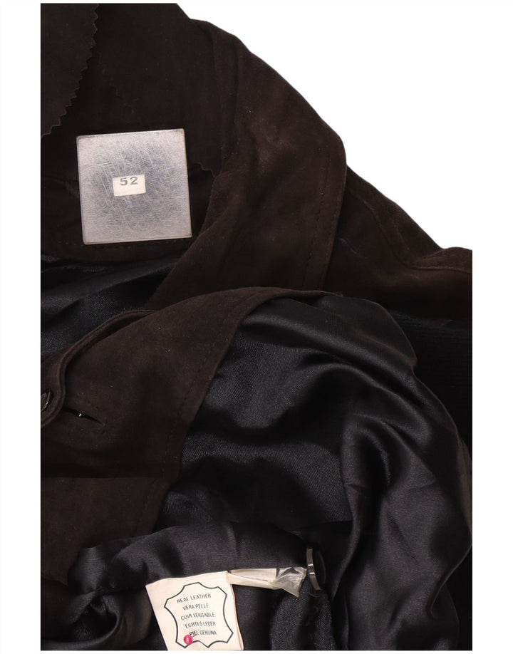 Jaqueta bomber masculina vintage de camurça UK 42 XL couro cinza