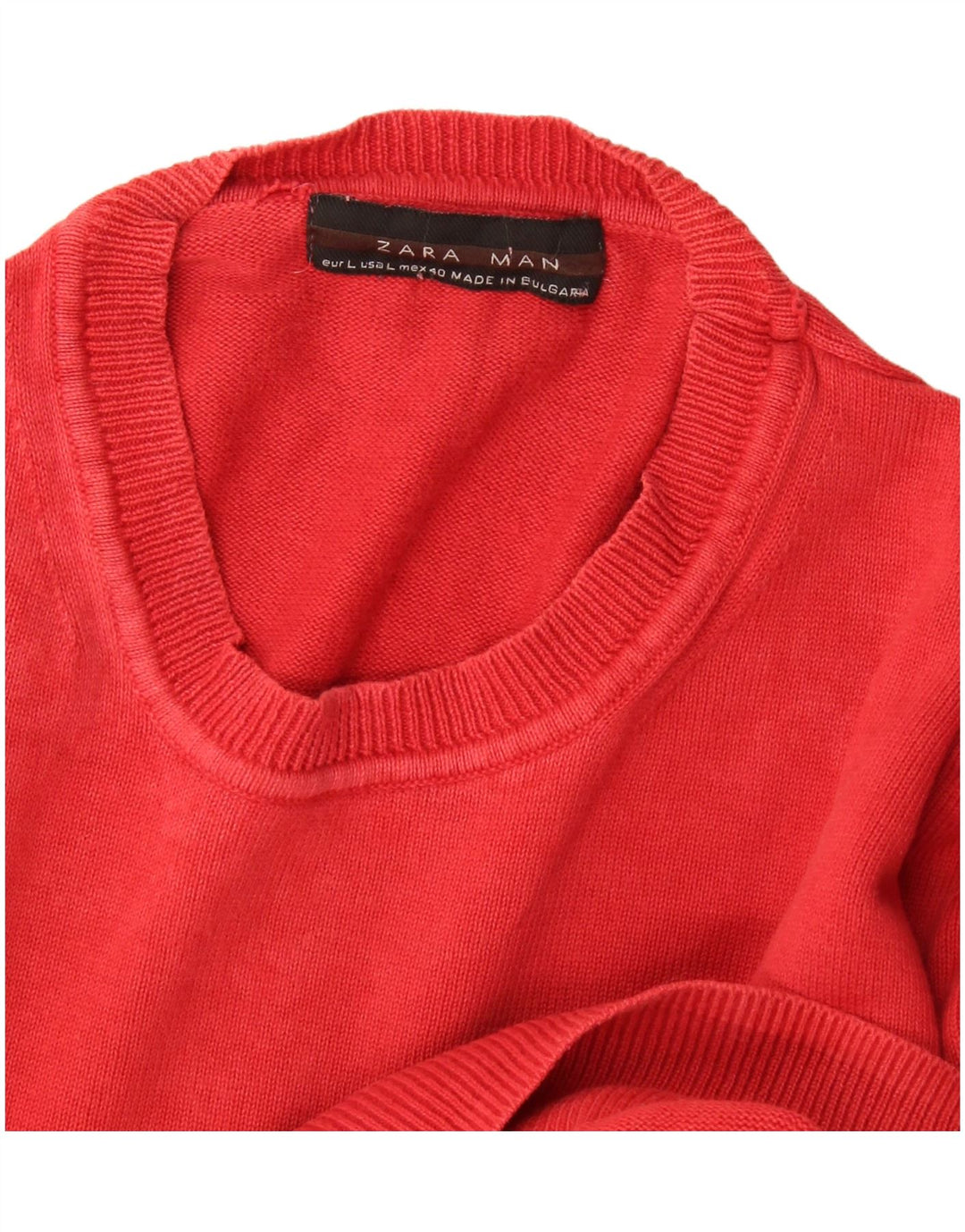 Zara Suéter masculino com gola redonda grande vermelho