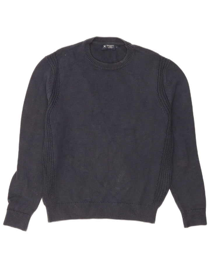 Suéter masculino Hackett com gola redonda, pequeno algodão azul marinho