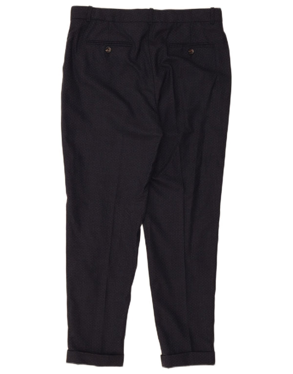 Calça de terno feminino Massimo Dutti UE 38 pequeno W28 L26 azul marinho manchado