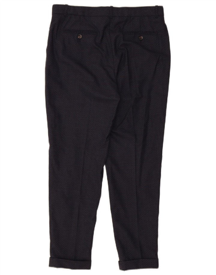Calça de terno feminino Massimo Dutti UE 38 pequeno W28 L26 azul marinho manchado
