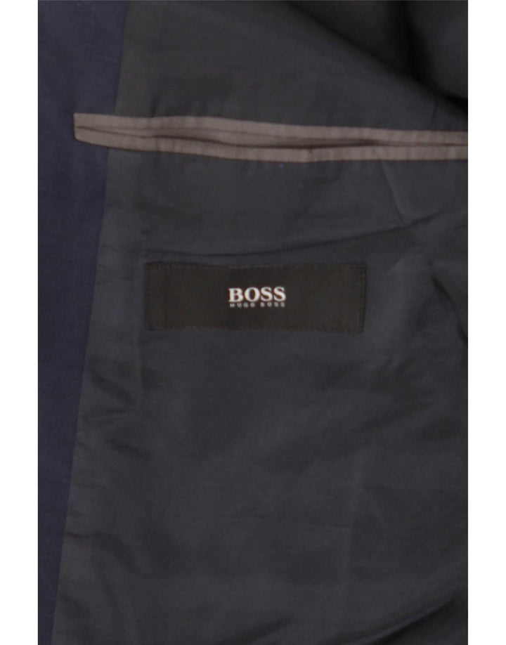 Hugo Boss Jaqueta blazer masculina de 2 botões UE 46 pequena lã virgem azul marinho