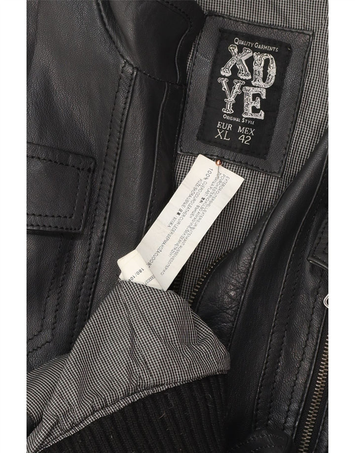 Jaqueta masculina de couro bomber XDYE Reino Unido 42 XL couro preto