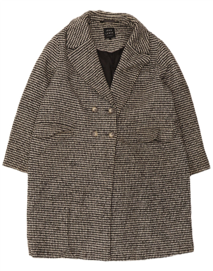 Casaco feminino John Lewis com peito duplo grande UK 18 XL preto Houndstooth