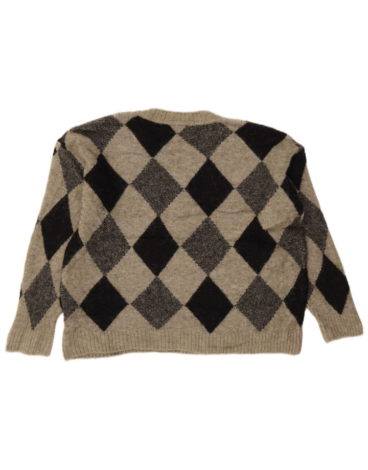 Suéter feminino Marks & Spencer com decote em V e gola V Reino Unido 14 médio cáqui