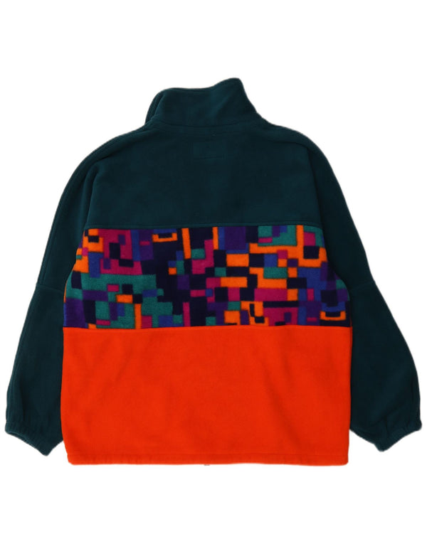 Suéter de lã masculino Polartec com zíper e gola grande poliéster geométrico verde