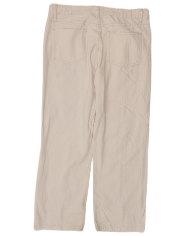 Zara Calça jeans feminina cintura alta reta EU 46 2XL W36 L29 algodão branco