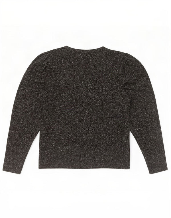 Top feminino Zara manga comprida UK 12 médio preto