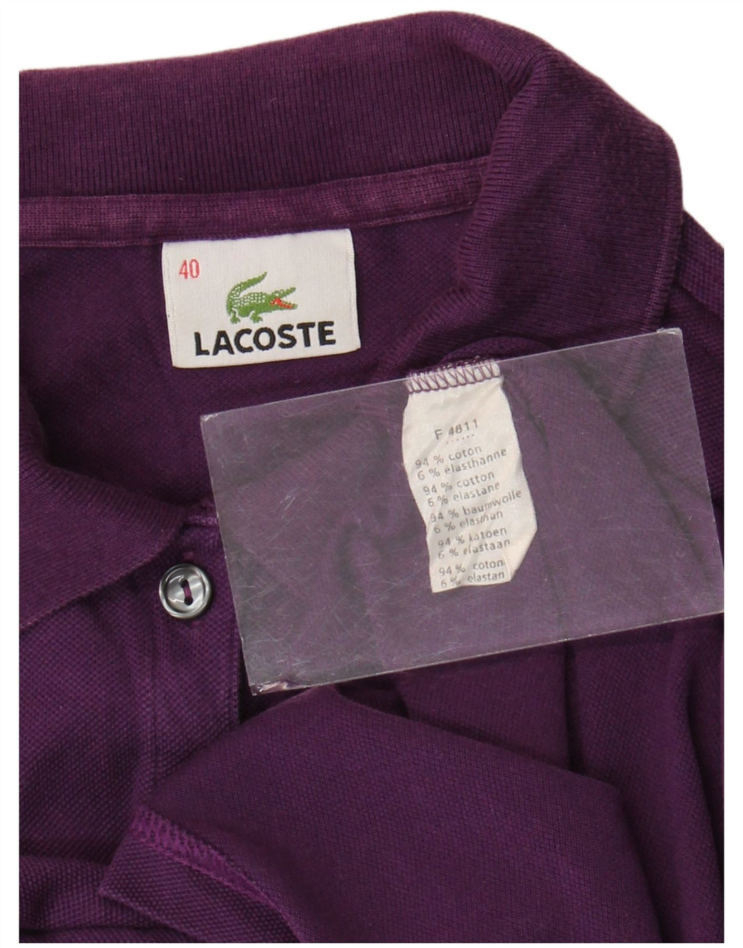 Camisa polo feminina Lacoste tamanho 40 algodão roxo médio