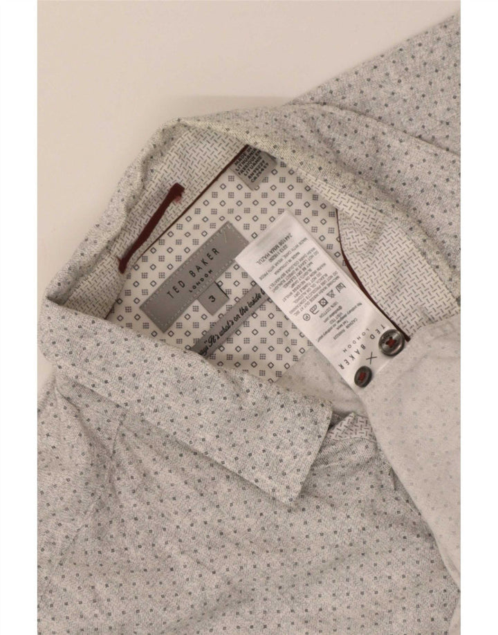 Camisa masculina Ted Baker tamanho 3 algodão manchado cinza médio