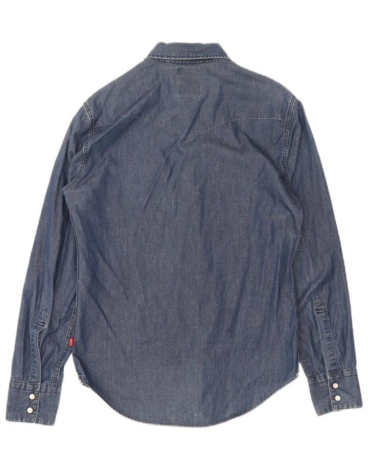 Camisa jeans masculina Levi's Slim Fit pequena azul marinho algodão