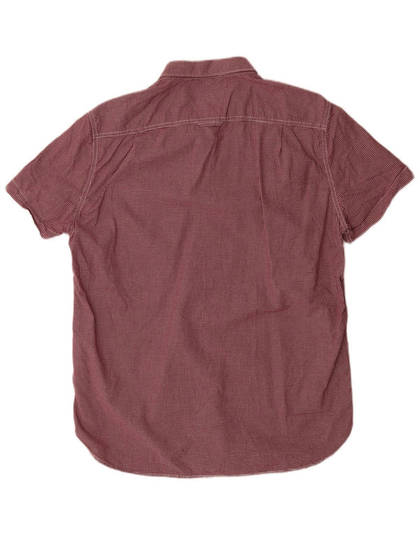 Camisa masculina de manga curta Superdry 2XL algodão gingham cor de vinho