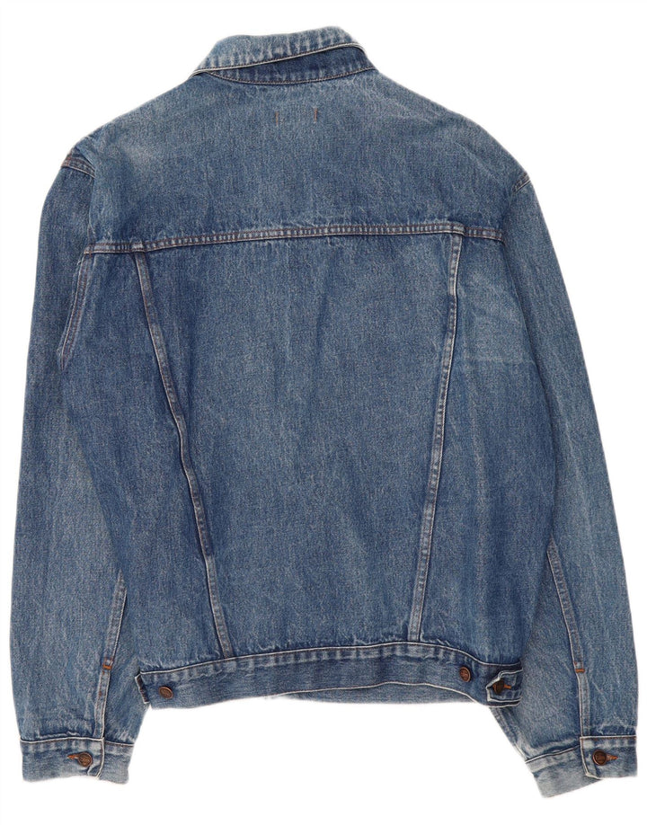 Jaqueta jeans masculina vintage UK 44 2XL algodão azul