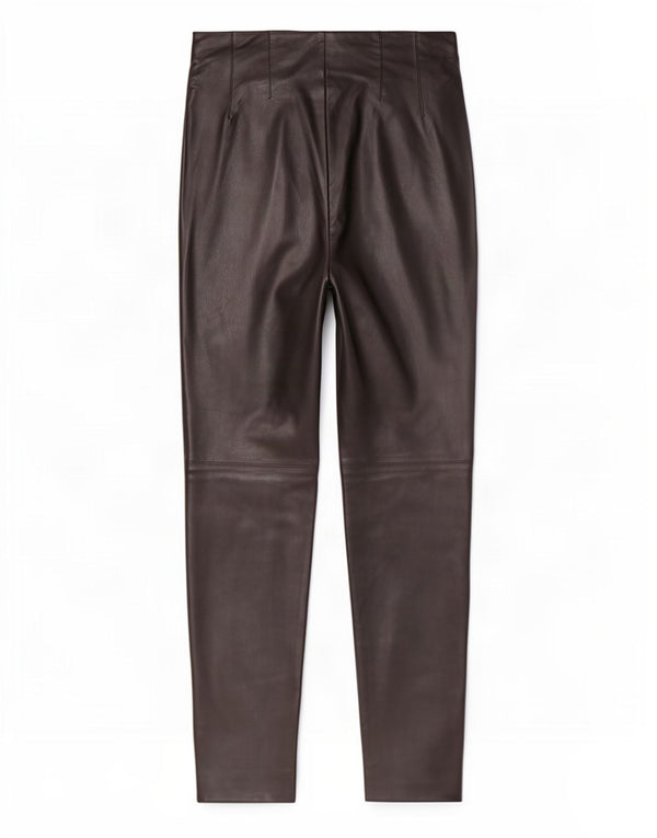 Calça feminina skinny de couro Zara pequena W26 L27 poliéster preto