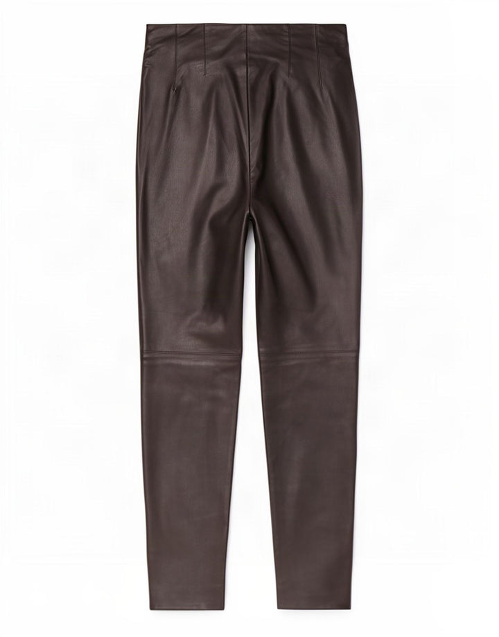 Calça feminina skinny de couro Zara pequena W26 L27 poliéster preto