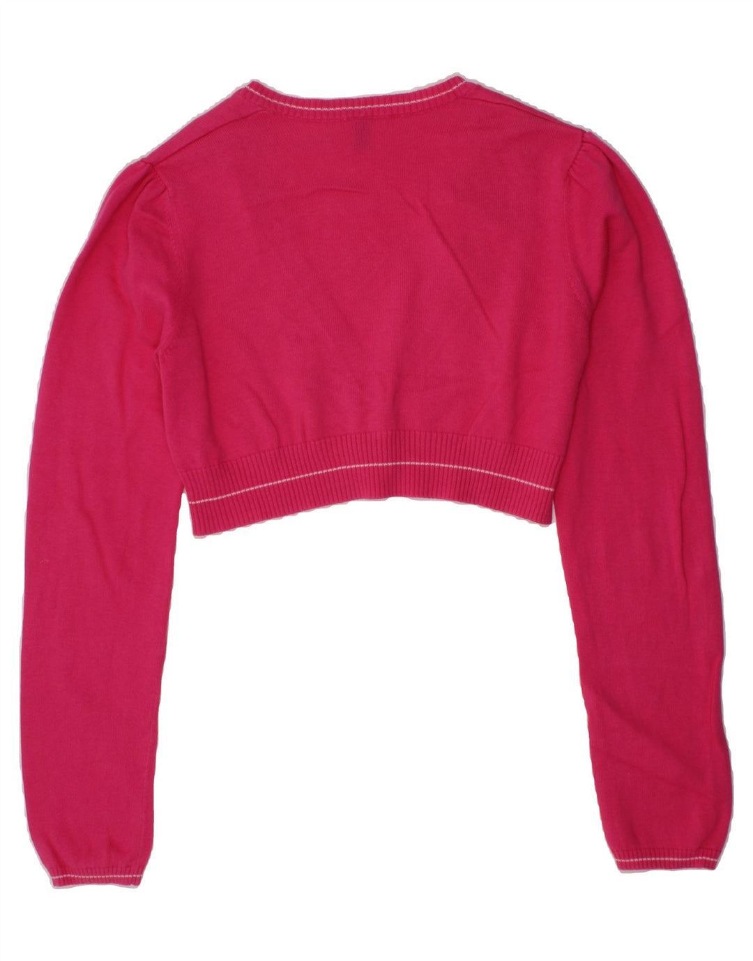 BENETTON Girls Crop Cardigan Sweater 8-9 Years Pink Vintage Benetton and Second-Hand Benetton from Messina Hembry 