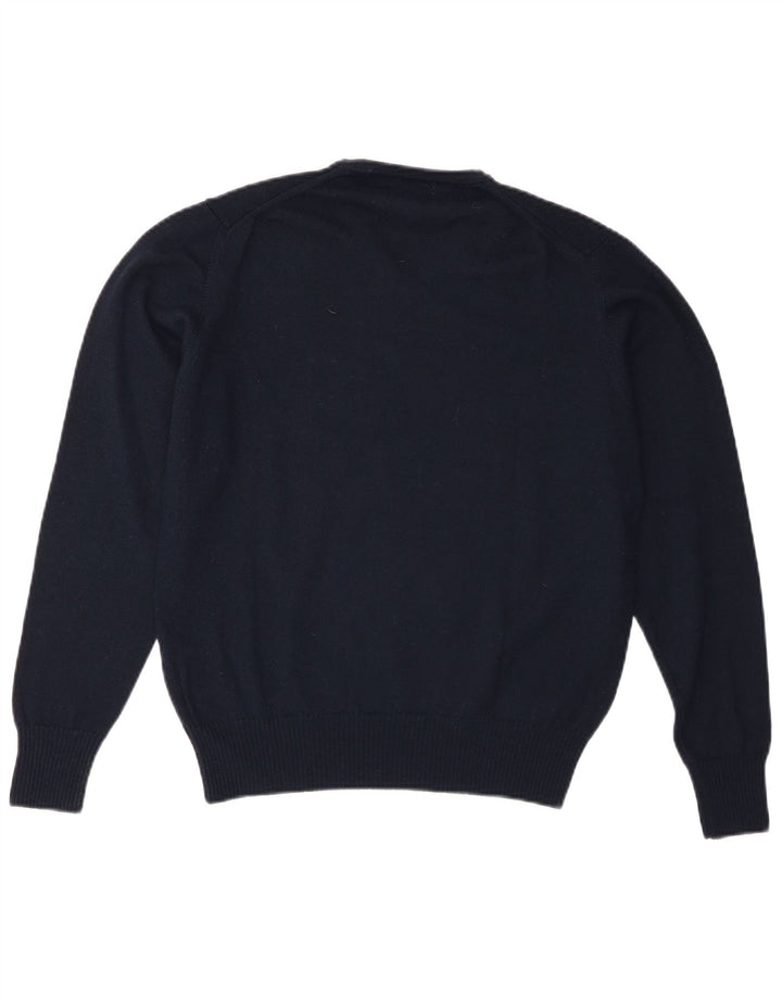 Zara Suéter masculino com gola V e lã azul marinho médio