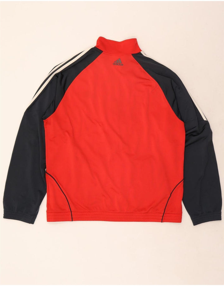 Adidas Mens Tracksuit Top Jacket UK 42/44 Grande Vermelho Colorblock Poliéster