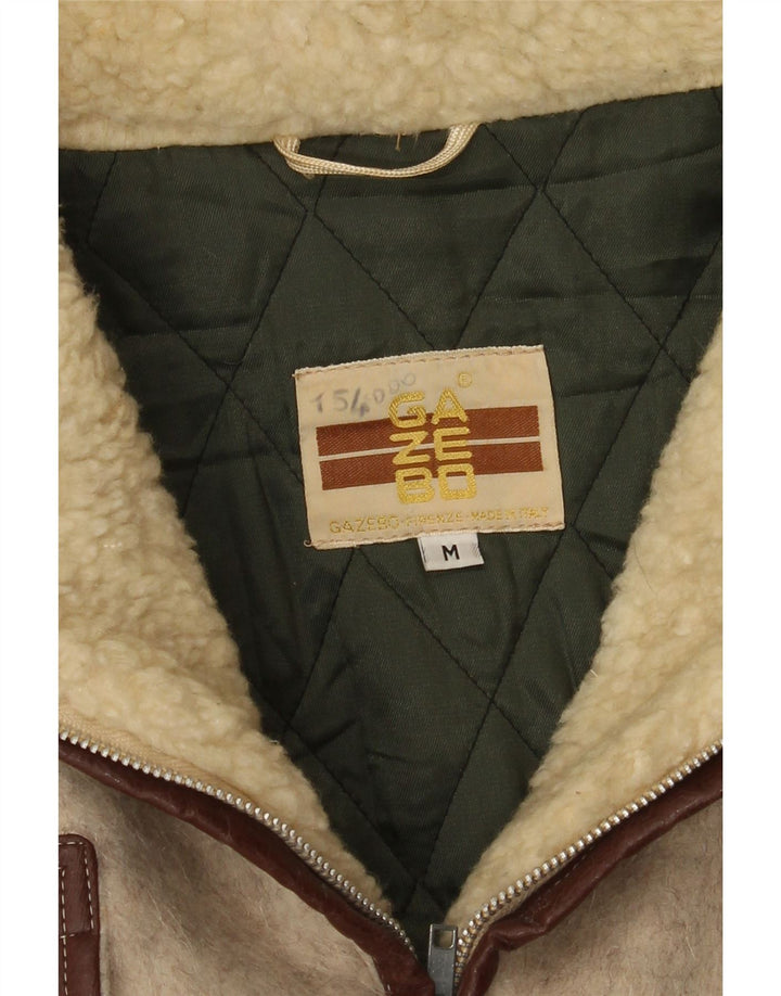 Casaco corta-vento masculino vintage solto UK 38 bege médio