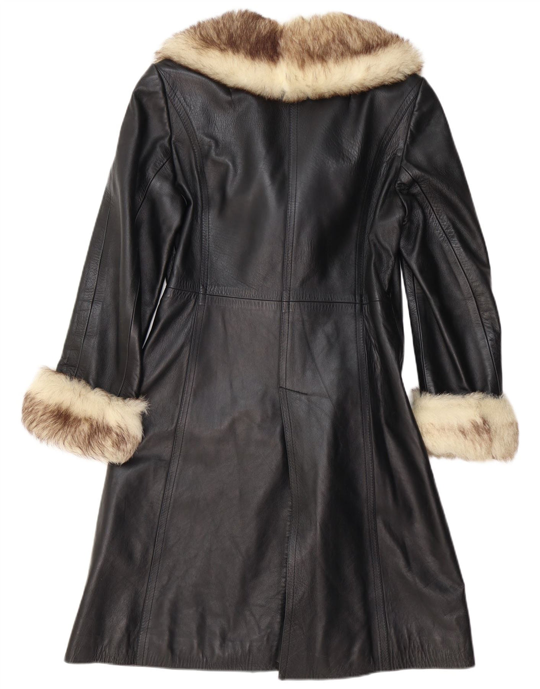 Casaco de couro feminino VINTAGE UK 12 médio preto