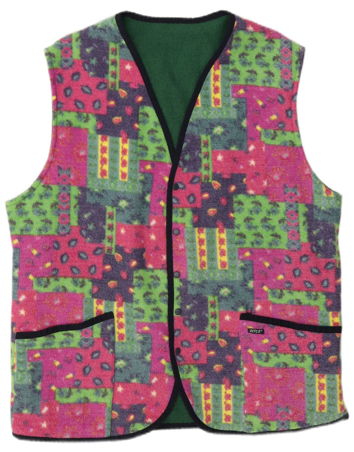 Rifle Mens Reversível Fleece Gilet UK 40 Grande Patchwork Multicolorido