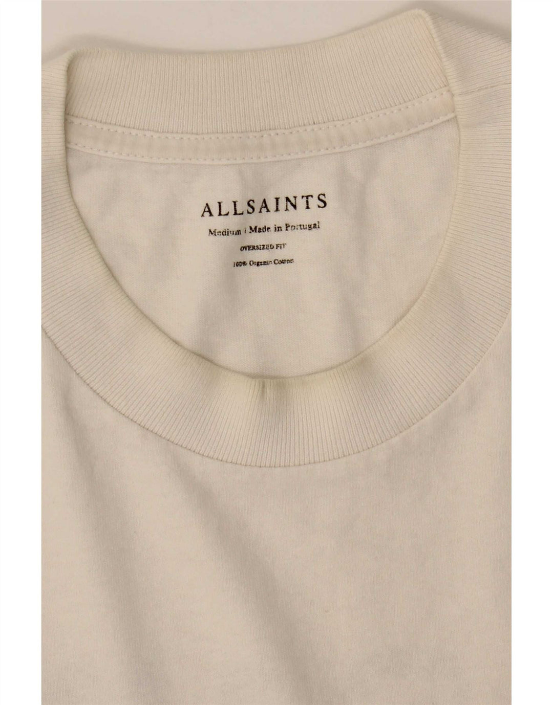 Camiseta masculina All Saints com estampa superdimensionada de algodão branco médio