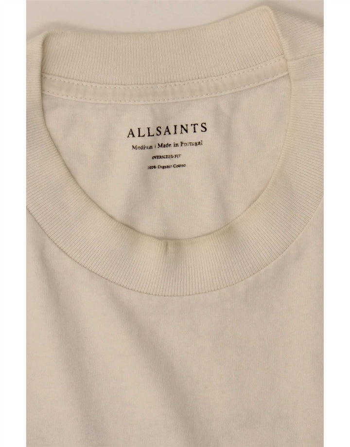 Camiseta masculina All Saints com estampa superdimensionada de algodão branco médio
