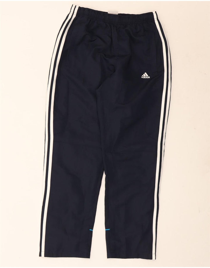 Calça de treino masculina Adidas UK 36/38 pequena azul marinho poliéster