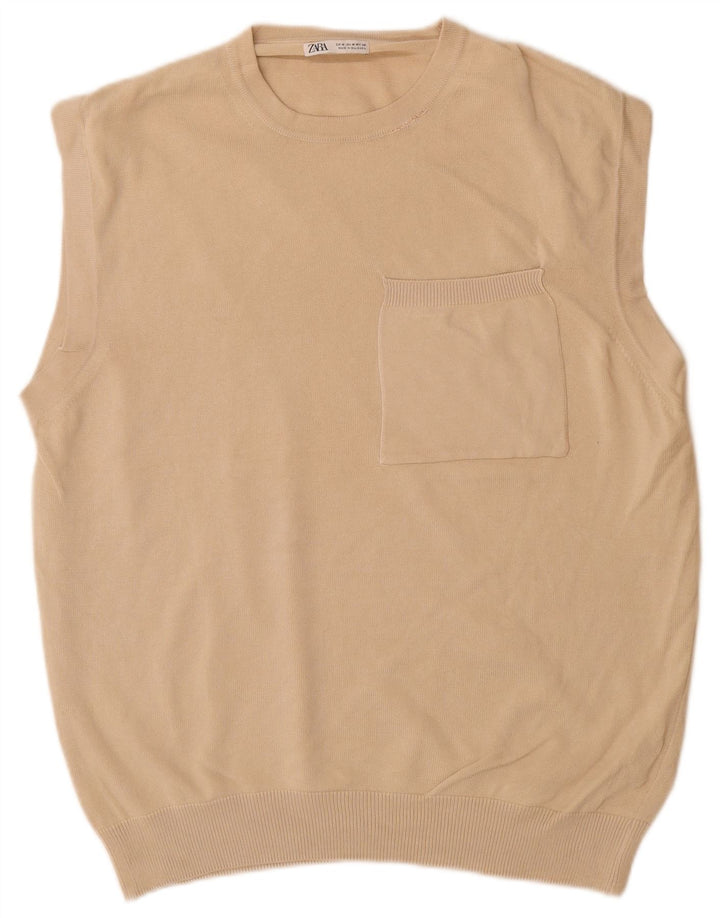 Zara Mens Colete Regata Médio Algodão Bege