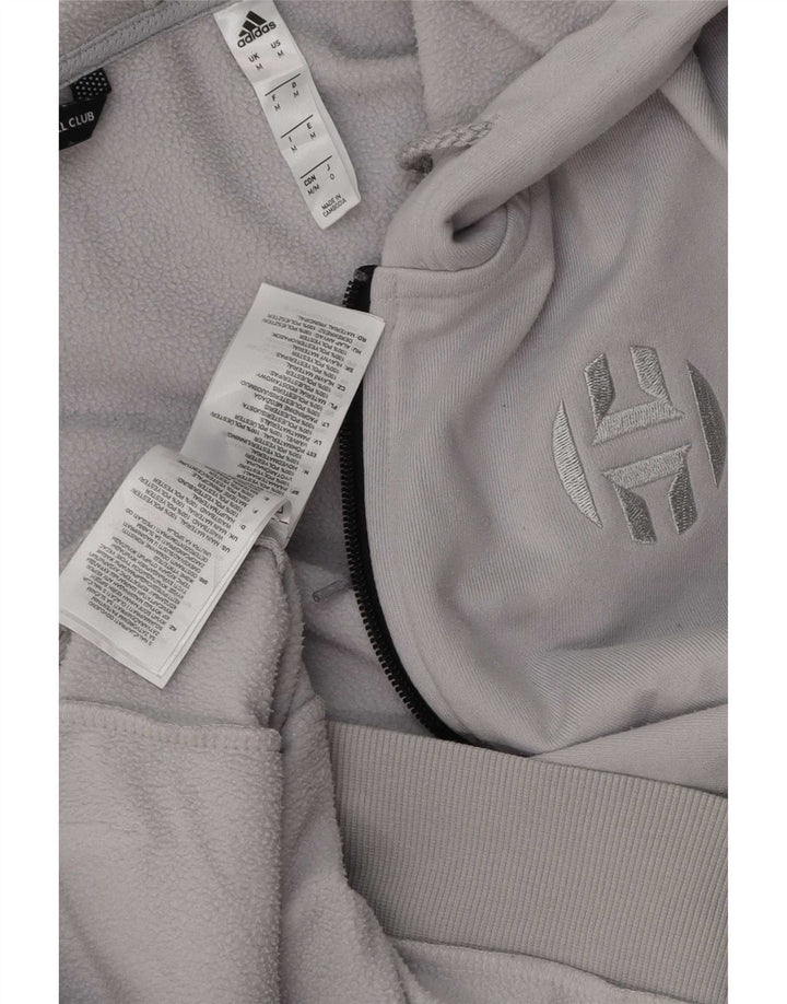 Adidas Mens Zip Hoodie Suéter Cinza Médio Poliéster