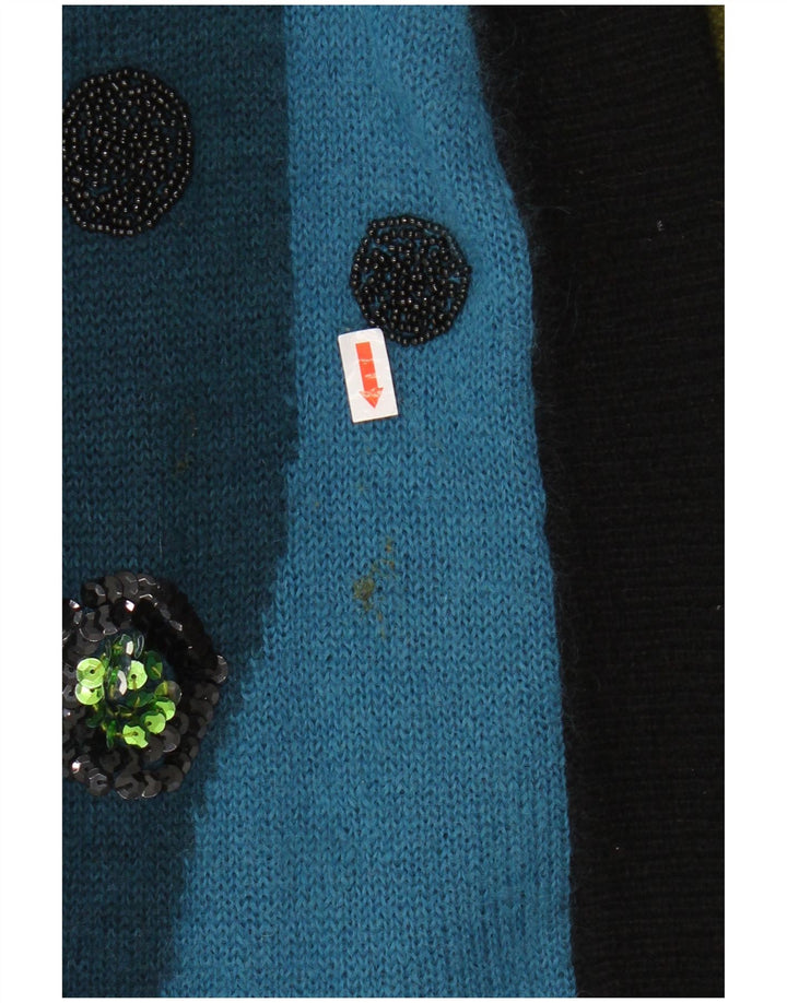 Suéter cardigan feminino oversized longline TOPLIKE UE 40 azul médio