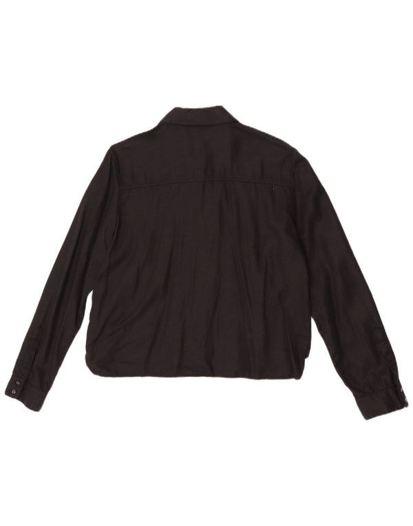 Blusa Zara feminina Z1975 camisa Reino Unido 14 médio preto Lyocell