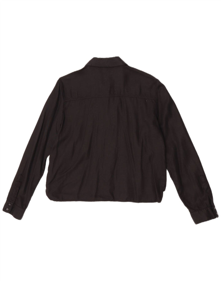 Blusa Zara feminina Z1975 camisa Reino Unido 14 médio preto Lyocell