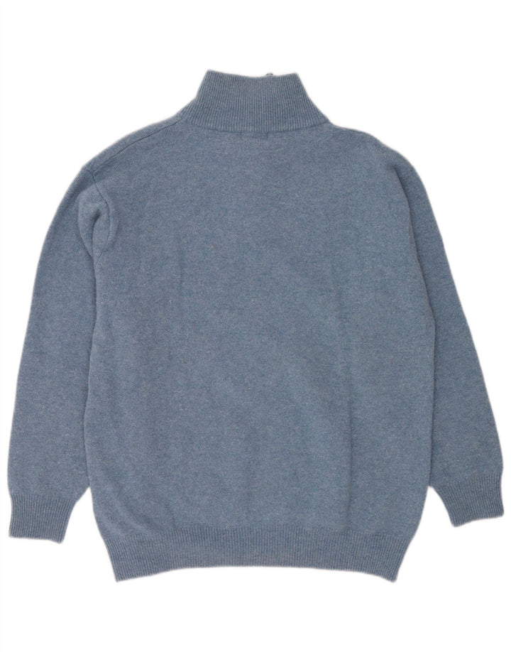 Suéter masculino Kappa com zíper e gola 2XL lã virgem manchada azul