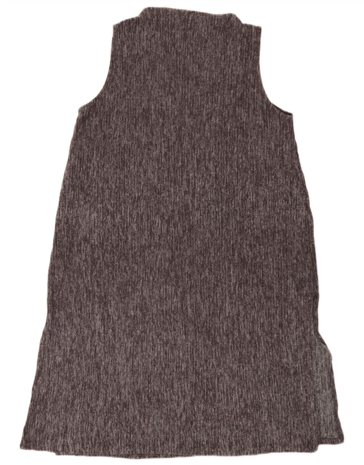 Vestido básico feminino sem mangas Zara Reino Unido 16 grande poliéster manchado cinza