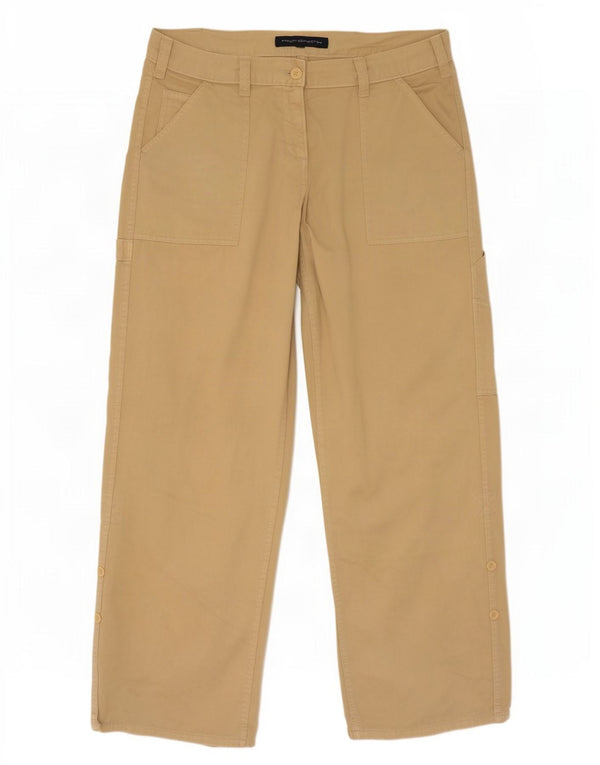 Calça cargo feminina reta French Connection UK 14 grande W34 L32 bege