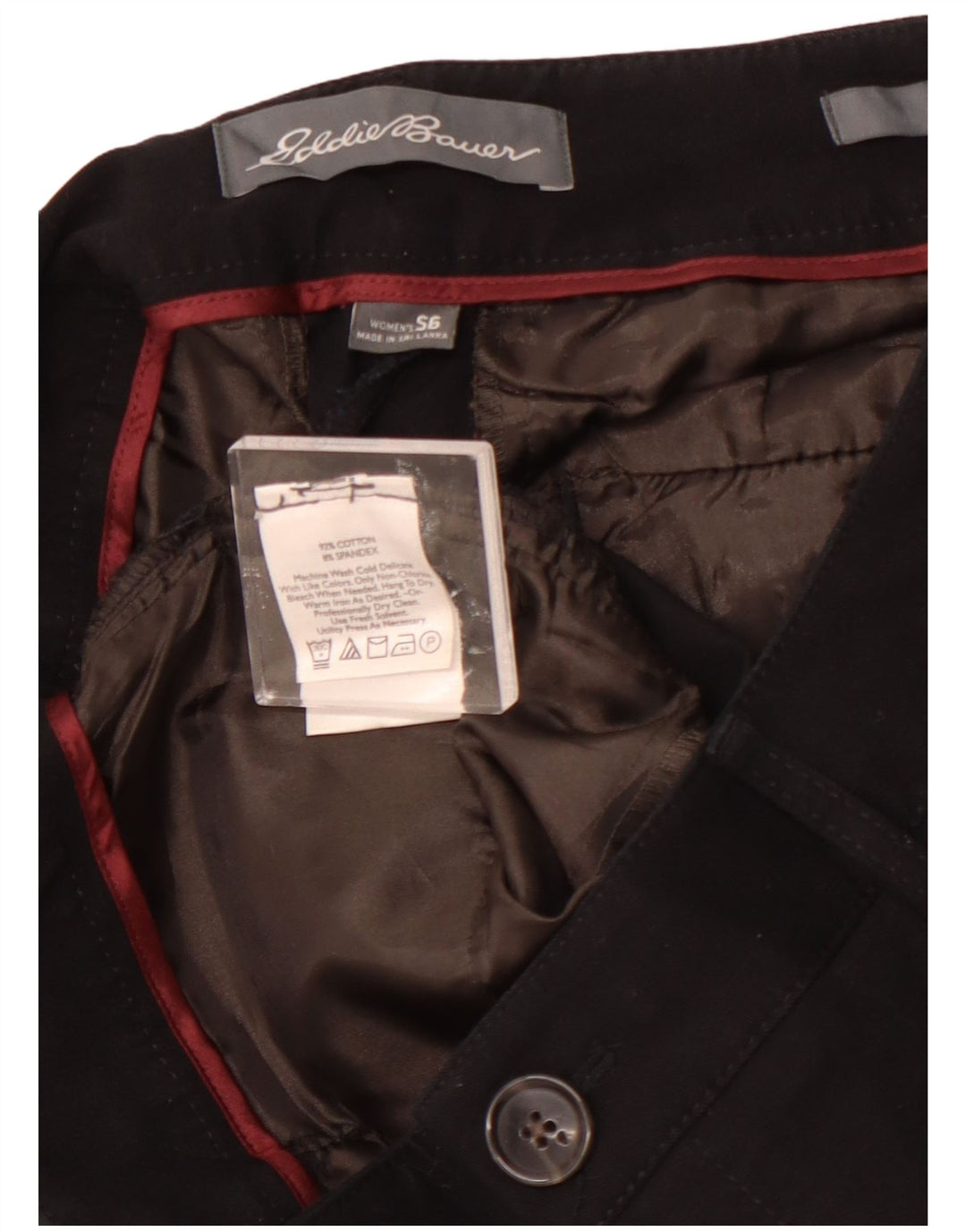 EDDIE BAUER Calça feminina casual curvilínea US 6 médio W28 L29 preta