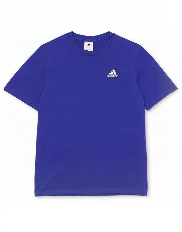Adidas Mens Camiseta Top Pequeno Algodão Azul