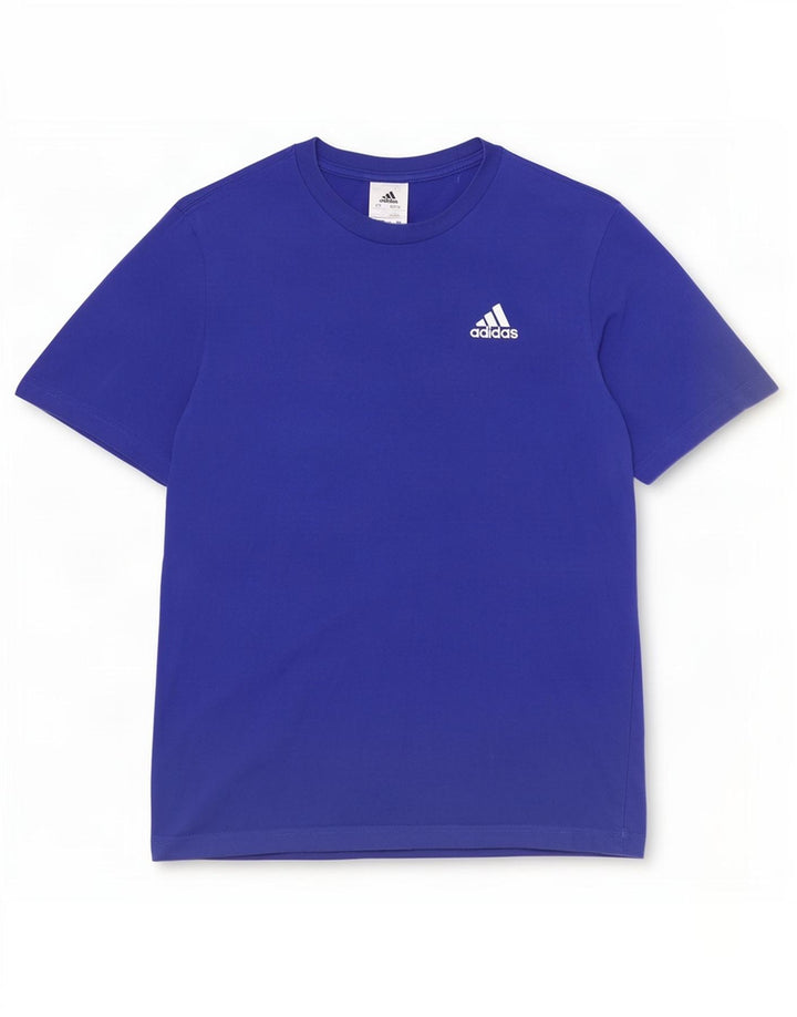 Adidas Mens Camiseta Top Pequeno Algodão Azul