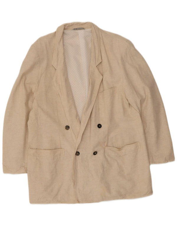 Jaqueta blazer masculina vintage com peito duplo EU 46 algodão bege pequeno
