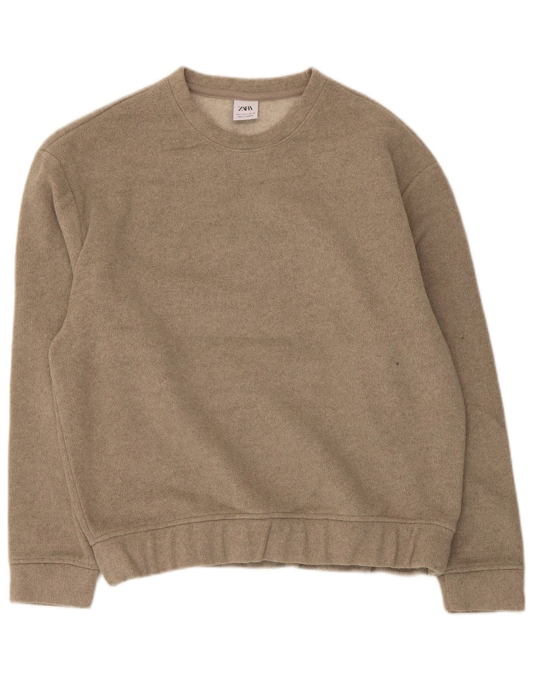 Zara Mens Loose Fit Moletom Jumper Pequeno Poliéster Bege
