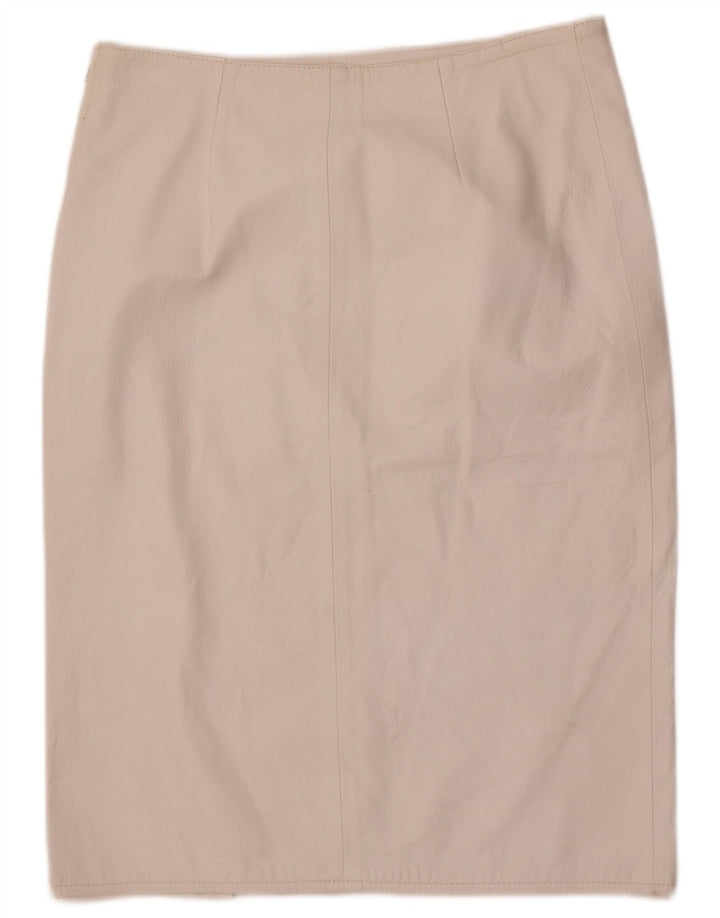 Saia de couro feminina vintage IT 48 XL W32 branca