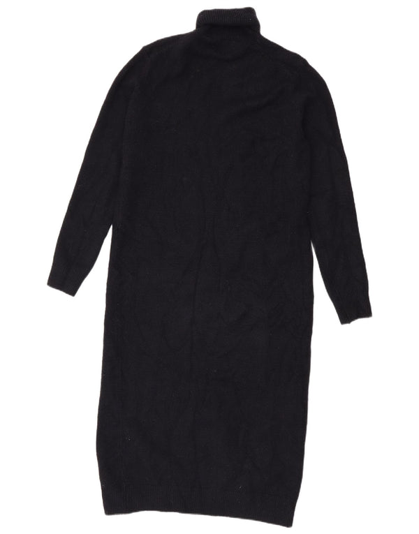 Zara vestido feminino com gola redonda e manga comprida, Reino Unido 14, médio, preto, acrílico
