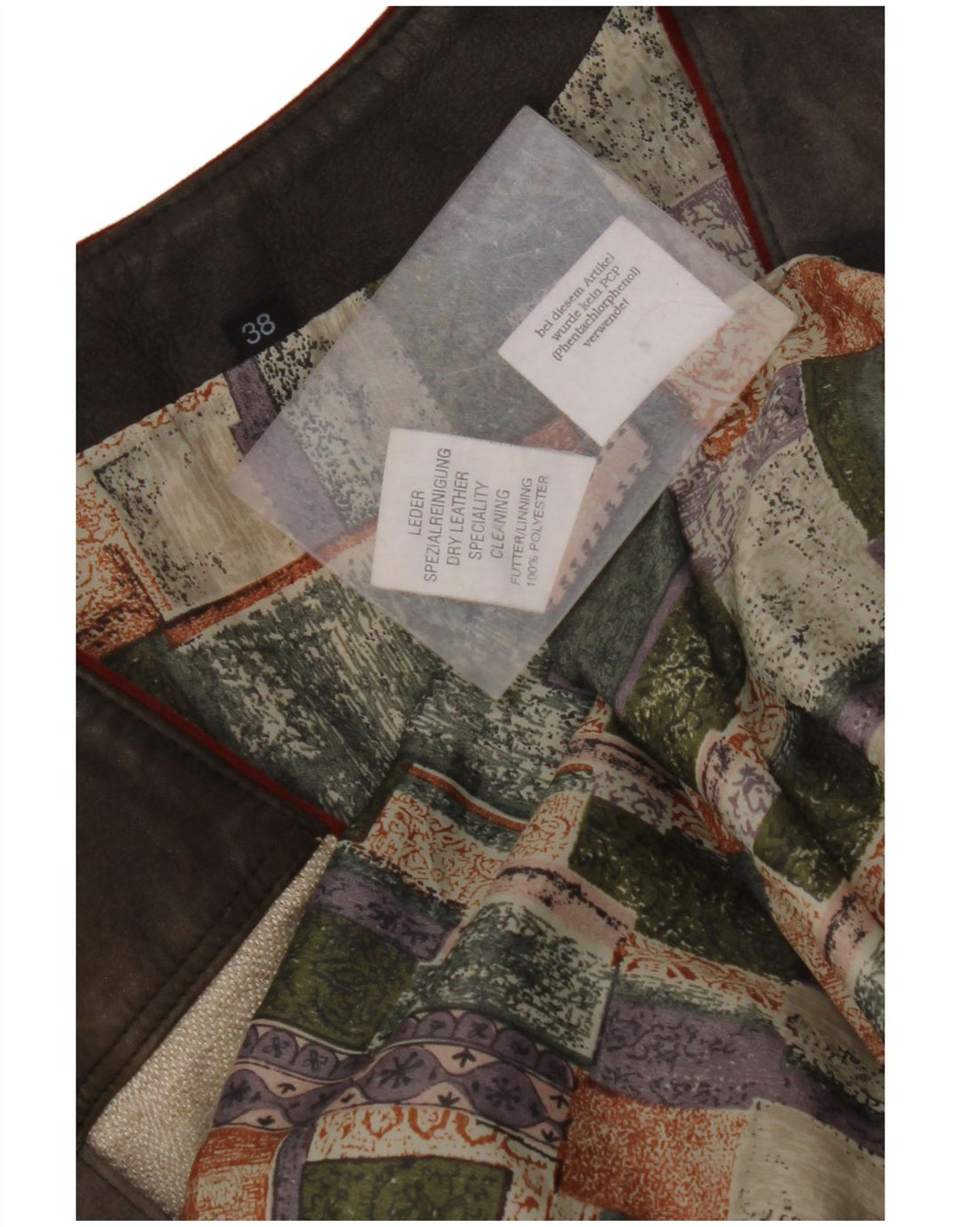 Colete feminino VINTAGE de camurça gráfica EU 38 bloco colorido médio multicolorido