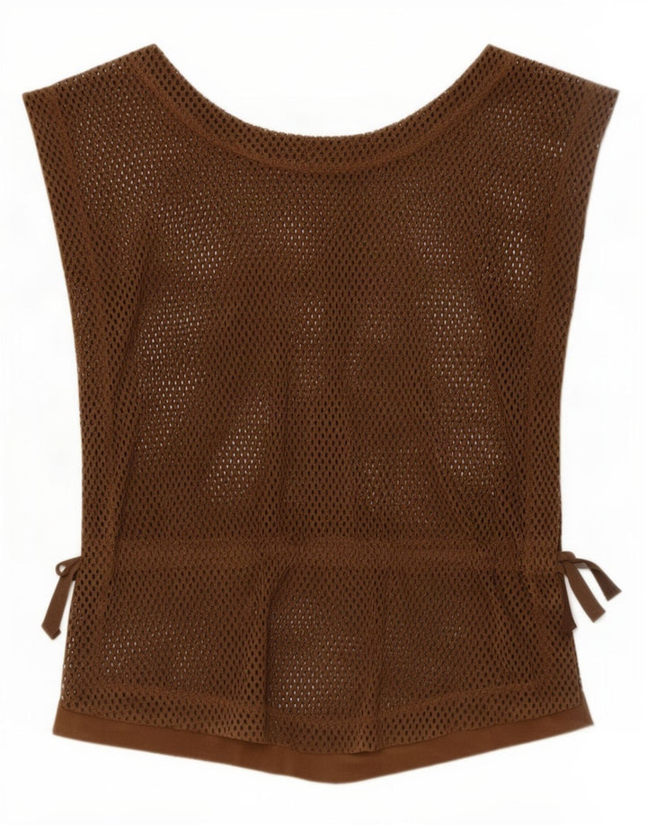 Top feminino vintage sem mangas transparente IT 36 XS marrom