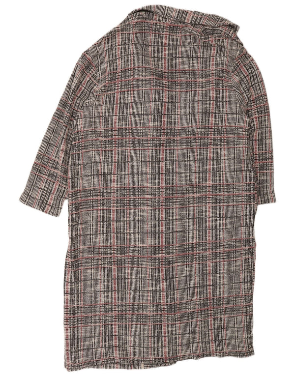 Suéter cardigã feminino Longline Marks & Spencer Reino Unido 22 3XL cinza xadrez